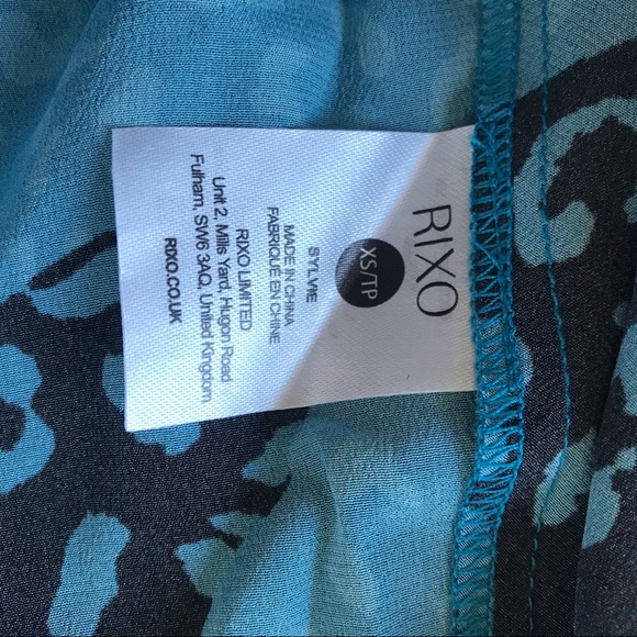 Rixo Sylvie Turquoise Blue Leopard Print Silk Midi Slip Dress Size XS NWT - Picture 13 of 14